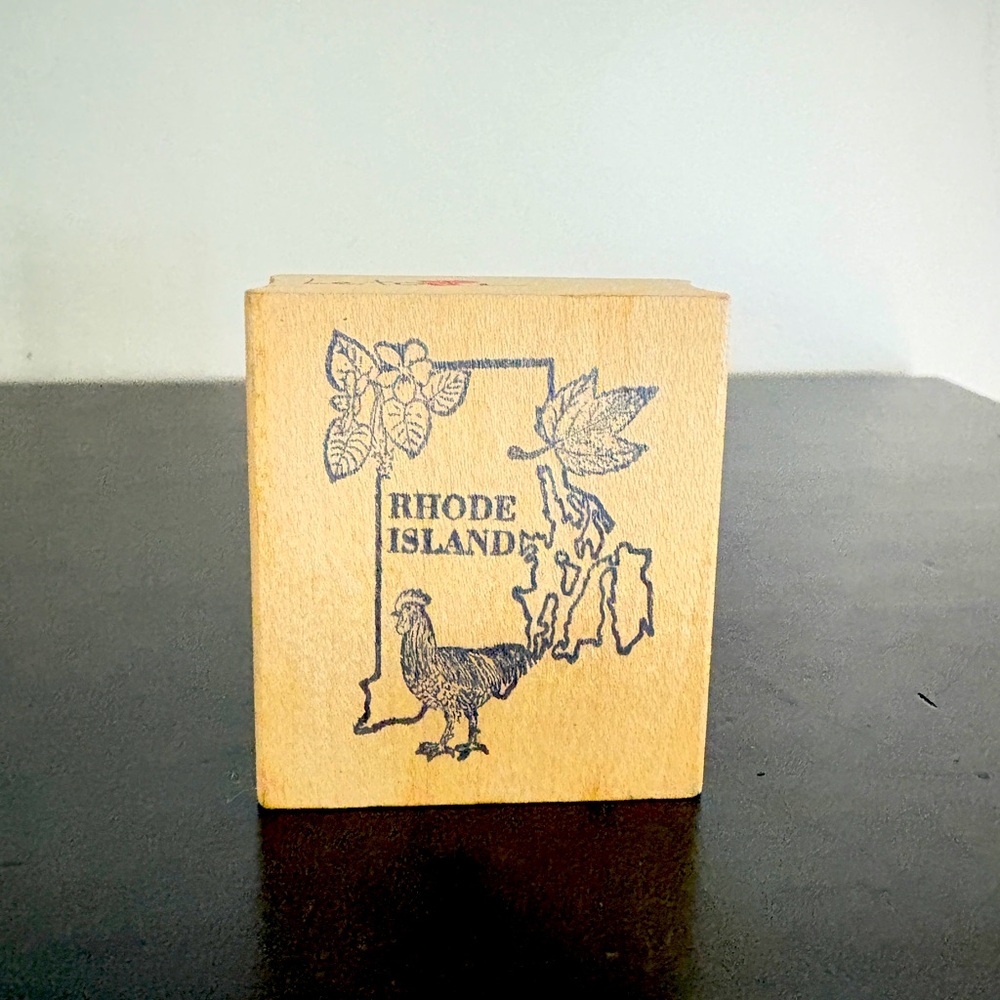 Rhode Island vintage rubber stamp. Wood.